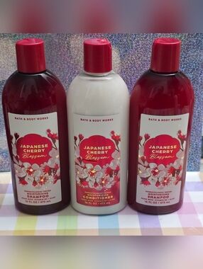 Bath & Body Works Japanese Cherry Blossom 3 Piece Shampoo & Conditioner Set NEW